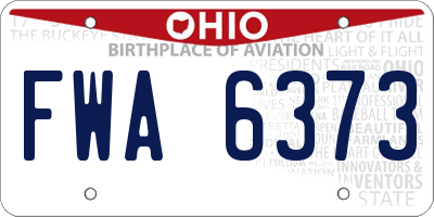 OH license plate FWA6373