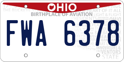 OH license plate FWA6378