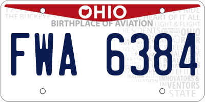 OH license plate FWA6384