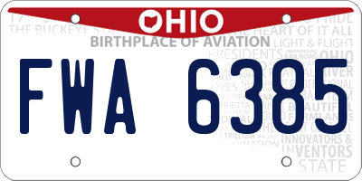 OH license plate FWA6385