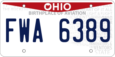 OH license plate FWA6389