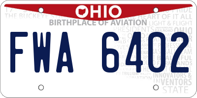 OH license plate FWA6402