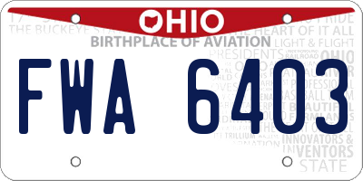 OH license plate FWA6403