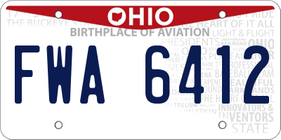 OH license plate FWA6412