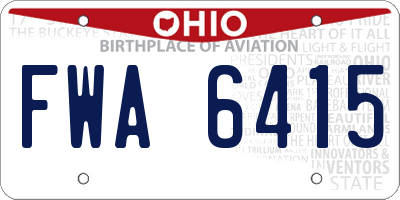 OH license plate FWA6415