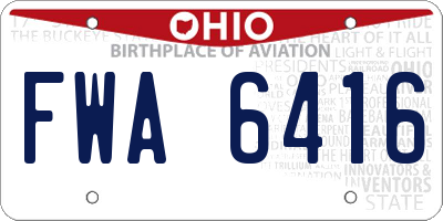 OH license plate FWA6416