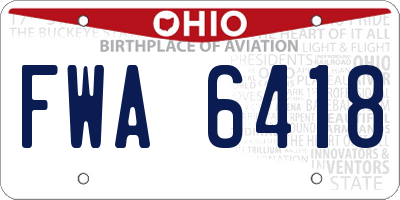 OH license plate FWA6418