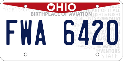 OH license plate FWA6420