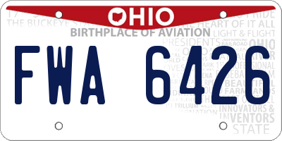 OH license plate FWA6426