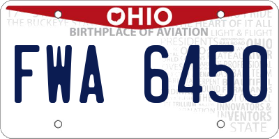 OH license plate FWA6450