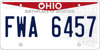 OH license plate FWA6457