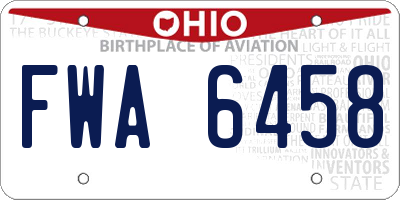 OH license plate FWA6458