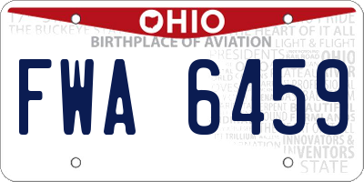 OH license plate FWA6459