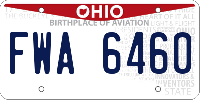 OH license plate FWA6460