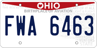 OH license plate FWA6463