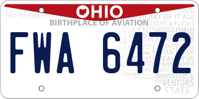 OH license plate FWA6472