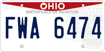 OH license plate FWA6474