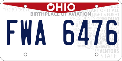 OH license plate FWA6476