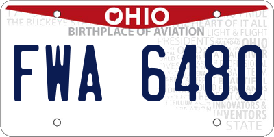 OH license plate FWA6480