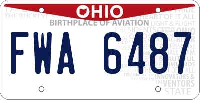 OH license plate FWA6487