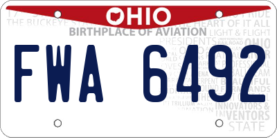 OH license plate FWA6492