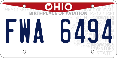 OH license plate FWA6494