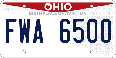 OH license plate FWA6500