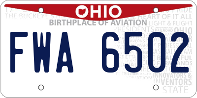 OH license plate FWA6502