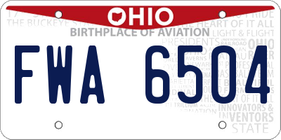 OH license plate FWA6504