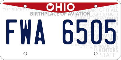 OH license plate FWA6505