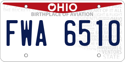 OH license plate FWA6510