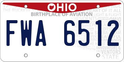 OH license plate FWA6512