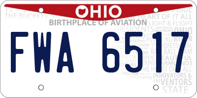 OH license plate FWA6517