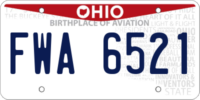 OH license plate FWA6521