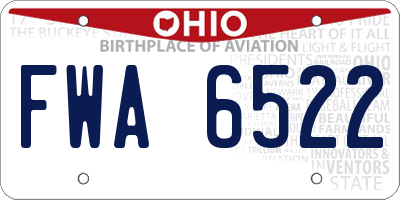 OH license plate FWA6522