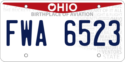 OH license plate FWA6523