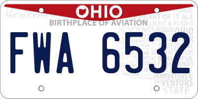 OH license plate FWA6532