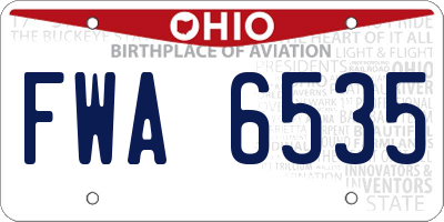 OH license plate FWA6535