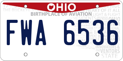 OH license plate FWA6536