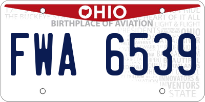 OH license plate FWA6539