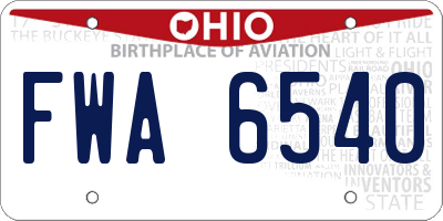 OH license plate FWA6540