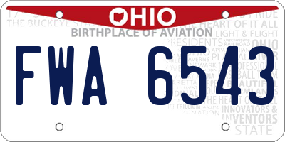 OH license plate FWA6543