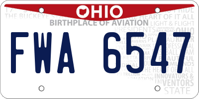 OH license plate FWA6547