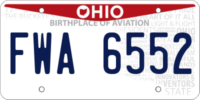 OH license plate FWA6552