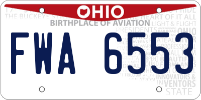 OH license plate FWA6553