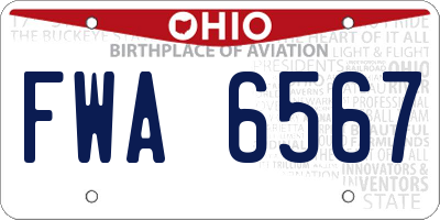 OH license plate FWA6567