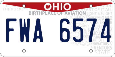 OH license plate FWA6574