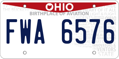 OH license plate FWA6576