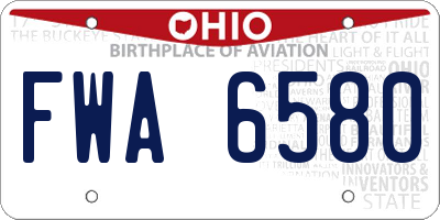 OH license plate FWA6580