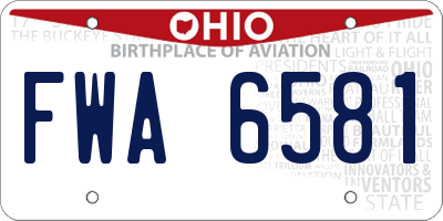 OH license plate FWA6581